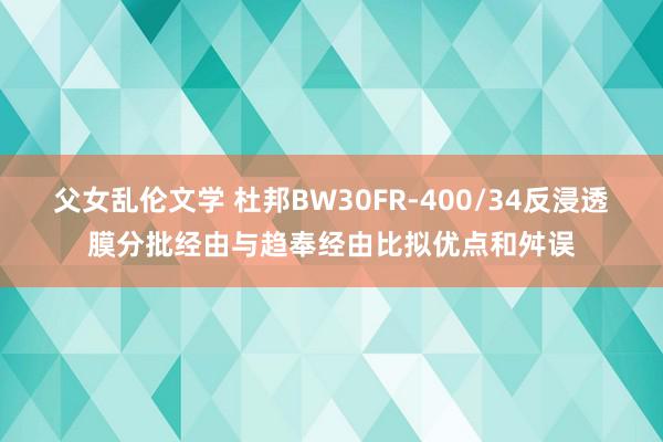 父女乱伦文学 杜邦BW30FR-400/34反浸透膜分批经由与趋奉经由比拟优点和舛误