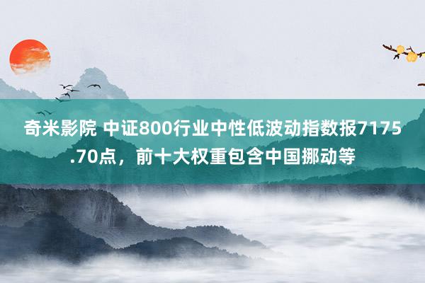 奇米影院 中证800行业中性低波动指数报7175.70点，前十大权重包含中国挪动等