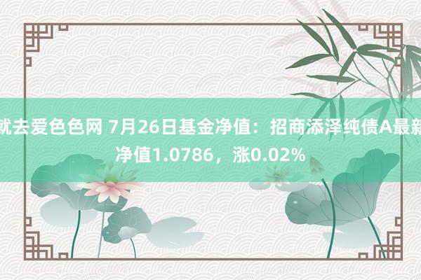 就去爱色色网 7月26日基金净值：招商添泽纯债A最新净值1.0786，涨0.02%