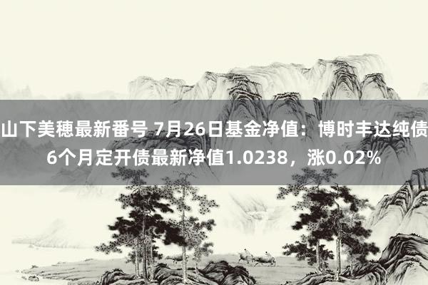 山下美穂最新番号 7月26日基金净值：博时丰达纯债6个月定开债最新净值1.0238，涨0.02%