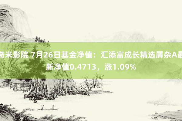 奇米影院 7月26日基金净值：汇添富成长精选羼杂A最新净值0.4713，涨1.09%