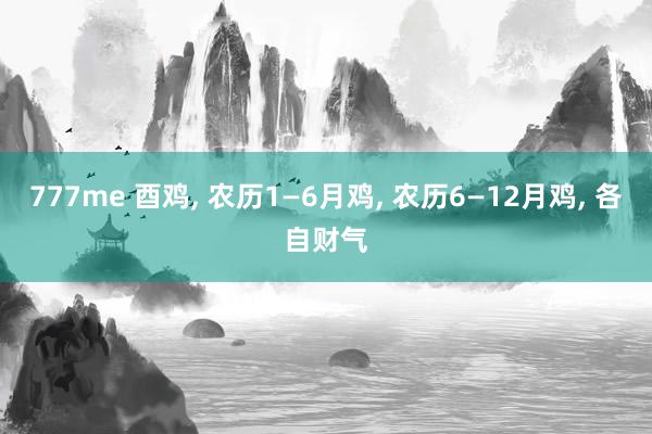 777me 酉鸡, 农历1—6月鸡, 农历6—12月鸡, 各自财气