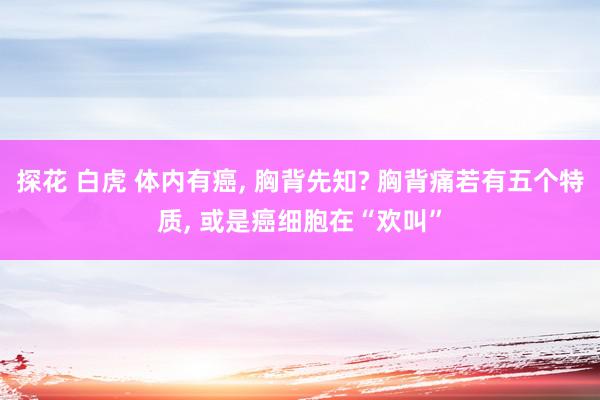 探花 白虎 体内有癌, 胸背先知? 胸背痛若有五个特质, 或是癌细胞在“欢叫”